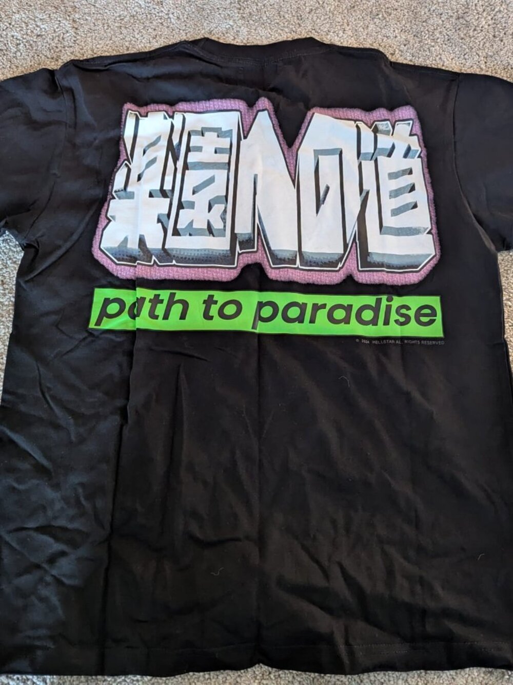 Hellstar Path to Paradise T-Shirt Black FW24 Kanji Green Graphic Star Size S